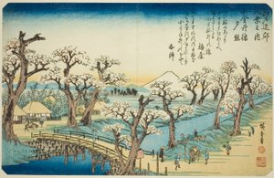 Lueur du Coucher de Soleil au Pont de Koganei (Koganei-bashi sekisho), de la série "Huit Vues des Environs d