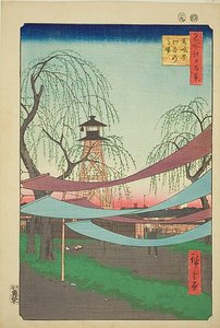 Le manège de Hatsune à Bakuro-cho (Bakuro-cho Hatsune no Baba), n° 6 de la série "Cent vues célèbres d