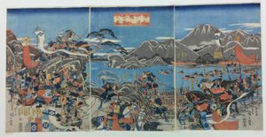 La bataille de Kawanakajima dans la province de Shinano. - Utagawa Hiroshige