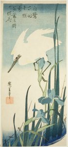 Héron blanc et iris - Utagawa Hiroshige