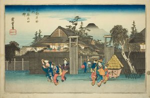 Saule à la porte du quartier des plaisirs de Shimabara (Shimabara deguchi no yanagi), de la série "Lieux célèbres de Kyoto (Kyoto meisho no uchi)"