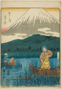 Yoshiwara, de la série "Les Cinquante-trois Stations [du Tokaido] (Gojusan tsugi)," également connue sous le nom de Figure Tokaido (Jinbutsu Tokaido)