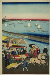 Image de la locomotive à vapeur à Yatsuyama, Tokyo (Tokyo Yatsuyama shita kaigan jokisha tetsudo no zu)