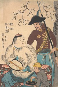 Russes et Chinois inscrivant un éventail, 12e mois, 1860