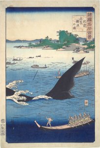 Chasse à la baleine à Goto dans la province de Hizen (de la série Cent vues célèbres des provinces)