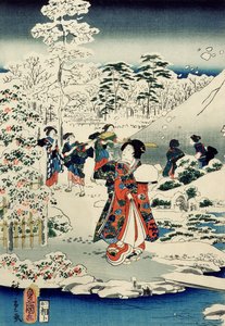 Servantes dans un jardin enneigé - Utagawa and Hiroshige II Utagawa Kunisada
