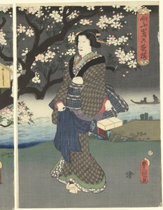 Promenade du soir le long de la rivière - Utagawa Kunisada (I)