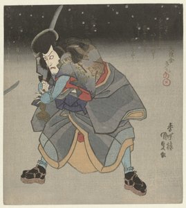 Homme avec une épée pendant la nuit - Utagawa Kunisada (I)