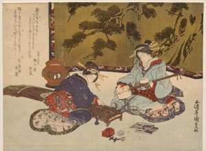 Deux courtisanes jouant des instruments de musique