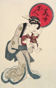 Femme tenant un bébé - Utagawa Kunisada