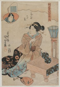 Femme se préparant à jouer au Go - Utagawa Kunisada