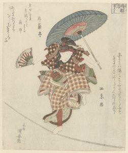 Une femme marchant sur une corde - Utagawa Kuniyasu