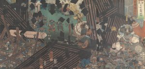 Album de quinze triptyques de scènes de batailles célèbres - Utagawa Kuniyoshi