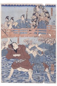Band? Hikosabur? IV en Ashikaga Yoshimasa et Ichikawa Kodanji IV en Asakura T?go de la pièce de Kabuki, Higashiyama Sakura S?shi