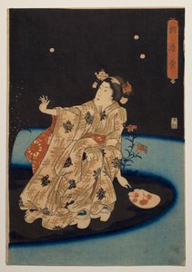 Capture de lucioles dans la fraîcheur du soir - Utagawa Kuniyoshi