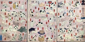 Cinquante-trois chats comme jeux de mots pour les noms des stations sur la route de Tōkaidō