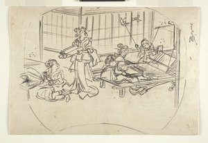 Hataori (tissage sur un métier) vers 1840