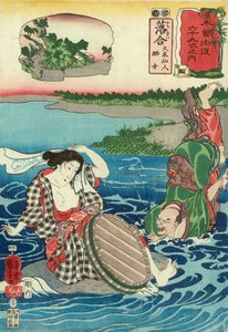 Kume Sennin tombe dans une rivière à la vue d