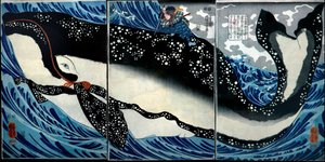 Miyamoto Musashi tue une baleine énorme, c.1847