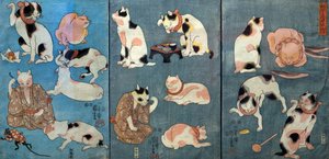 Proverbes illustrés par des chats (Tatoe zukushi no uchi), c.1852