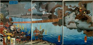 Takeda Shingen écrase les forces de Suwa Yorishige, c.1850-51