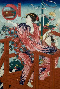 Le Festival des Étoiles du Septième Mois (Fumizuki no tanabata) Série sans titre de femmes avec enfants dans les douze mois, c.1836