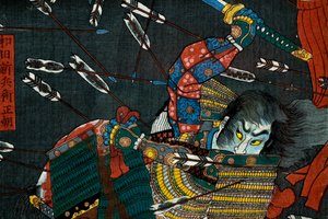 La bataille de Shijō Nawate, c.1857 - Utagawa Kuniyoshi