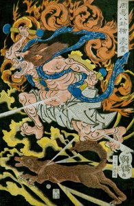 Dieu du tonnerre (Shinrai) Série : Images des huit trigrammes dans la divination chinoise (Shūeki hakke-e), c.1839-41 - Utagawa Kuniyoshi