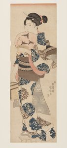 Femme avec éventail et cage à insectes - Utagawa Kuniyoshi