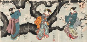 Yoru no sakura [Fleurs de cerisier la nuit], vers 1846 (gravure sur bois) - Utagawa Kuniyoshi