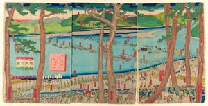 Procession de Minamoto no Yoritomo à travers la rivière Oi (Minamoto Yoritomo ko Oikawa gyoretsu zu)