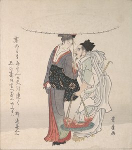 Ebisu et Benten marchant dans la neige