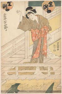 Serveuse Oritsu cachant une lettre derrière son dos - Utagawa Toyokuni (I)