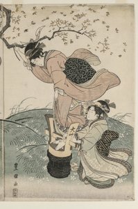 Fleurs de cerisier dans le vent - Utagawa Toyokuni