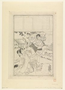 Homme sur le point de décapiter une femme - Utagawa Yoshiiku