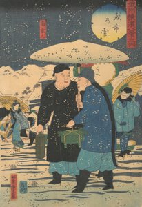 Neige sur un marché matinal [Chinois achetant des légumes], 1er mois, 1861