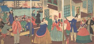 Vue de la nourriture et des boissons par les gens de cinq pays, 1861, 12e mois