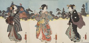 Scène du Genji monogatari (Conte de Genji) par Murasaki Shibuku (né en 978) c. 1860 - Utagawa and Toyokuni Kuniyoshi