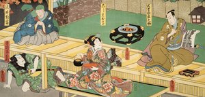 Scène du Genji monogatari (Conte de Genji) par Murasaki Shibuku (né en 978) c. 1860