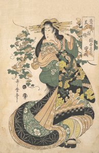 Une courtisane avec des volubilis en arrière-plan - Utamaro II