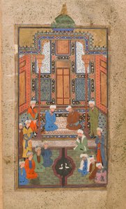 Scène de palais dans un Tuhfat al-Ahrar (Cadeau des libres) Boukhara, Ouzbékistan, période ouzbèke, vers 1540