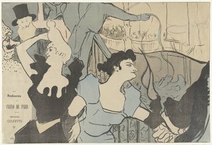 Affiche annonçant un bal masqué au Casino de Paris avec portraits de Cha-u-kao et Yvette Guilbert
