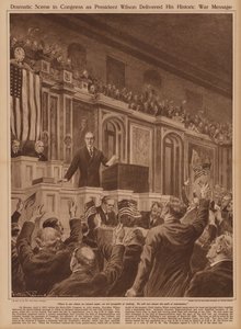 Le président américain Woodrow Wilson demandant au Congrès de déclarer la guerre à l
