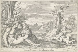 Couple amoureux dans un paysage - Valentin Lefebvre