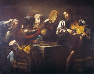Musiciens et soldats, vers 1626, par Valentin de Boulogne