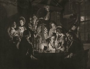 Un philosophe montrant une expérience sur la pompe à air