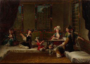 Femmes brodant, années 1730