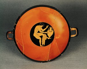 Komaste, participant à un komos, une soirée arrosée ... - Vasepainter Skythos