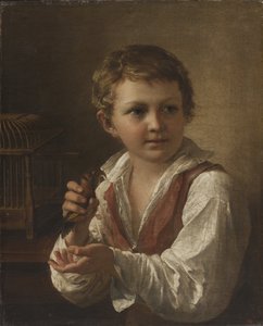 Garçon avec un chardonneret