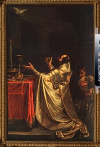 Basile le Grand se prosternant devant la colombe du saint Esprit